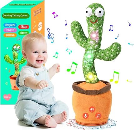 Dancing Talking Cactus Toy for Baby Toddler, Boys Girls Gifts Singing Mimicking Cactus Toy Recording Repeating What You Say Cactus Baby Toy with 120 English Songs